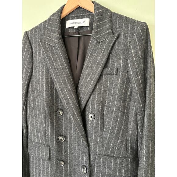 Veronica Beard Ellette Wool Blend Jacket, Size 10, Pinstripe Blazer - Picture 4 of 11